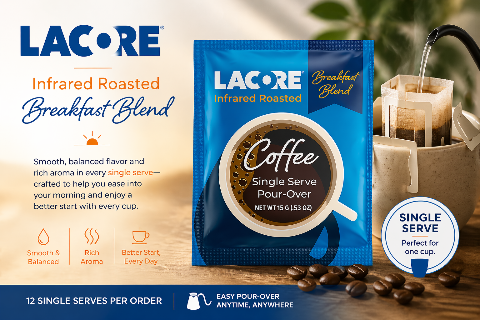 LaCore Infrared Roasted Coffee Single Serve Pour Over